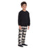 Kids Unisex Winter pajama set Black Hoodie + Black x White Checkered Pants